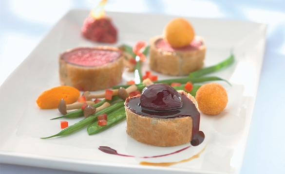 Plate of food served in the Munrano Restaurant onboard a Celebrity cruises ship/