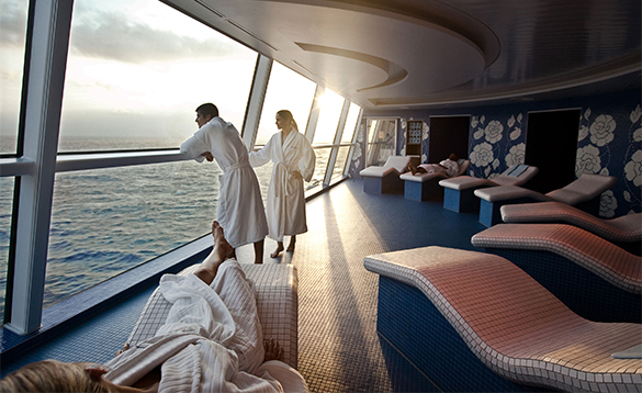 Passengers relaxing in the spa onboard a Celebrity cruise ship/