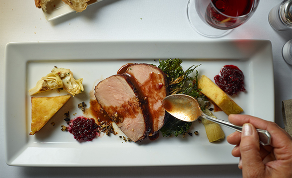 Plate of food served in the main dining room on the Holland America cruise ship/