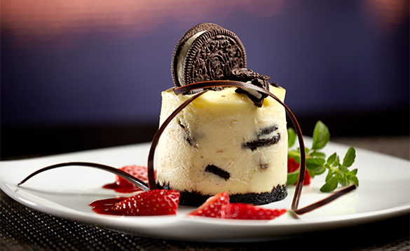 Oreo cheesecake dessert served onboard the NCL cruise ships/