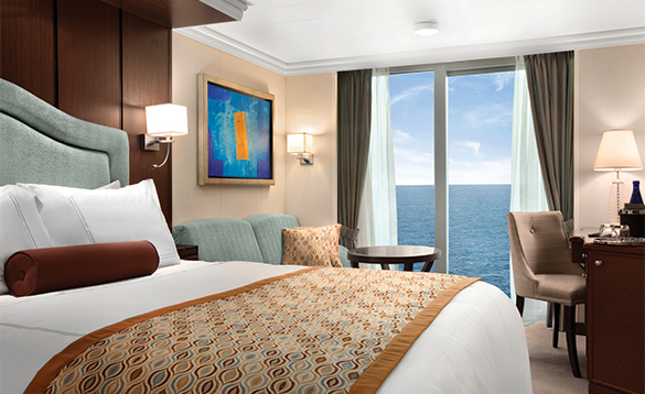Oceanview stateroom onboard an Oceania cruise ship/